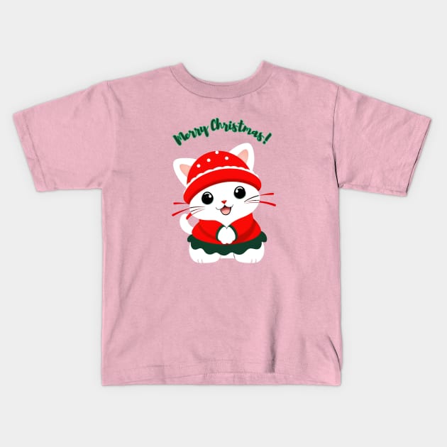 Merry christmas  meow Kids T-Shirt by Cat Lover Store